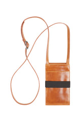 phone pouch brown leather with strap