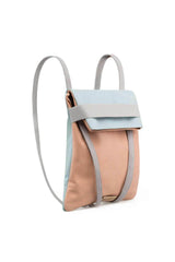 backpack in leather soft pink and blue