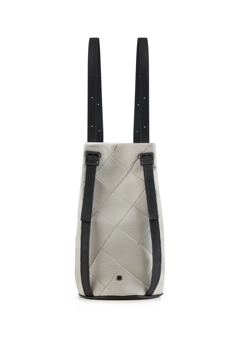 women backpack drawstring grey and white