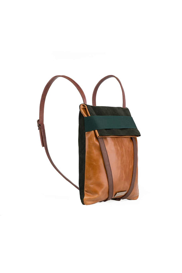 green and brown backpack for women
