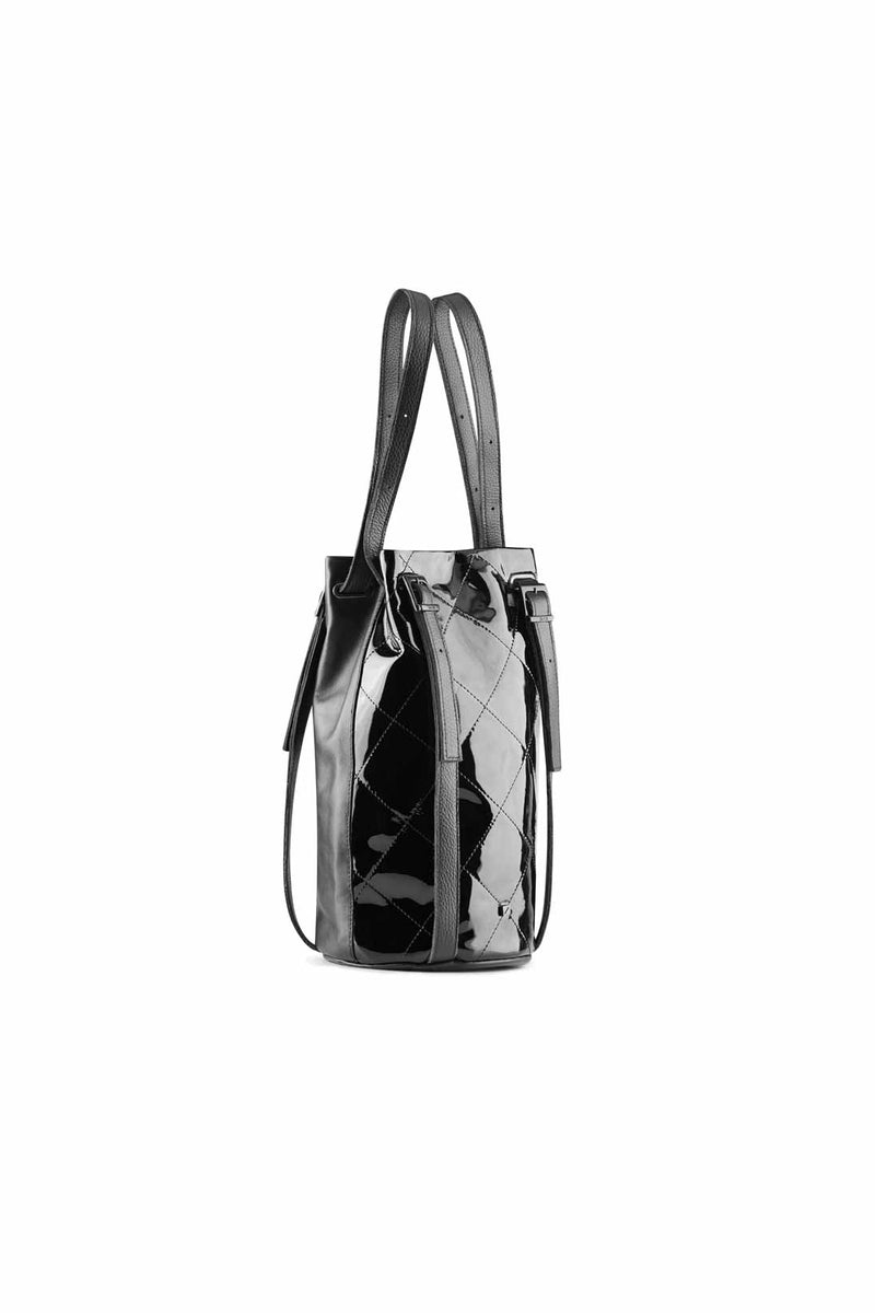 bag backpack Patent black leather for women
