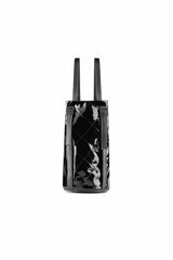 drawstring backpack Patent black leather